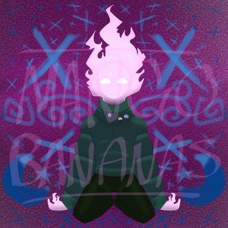 Full Body w/ Pattern Background, Fully Shaded